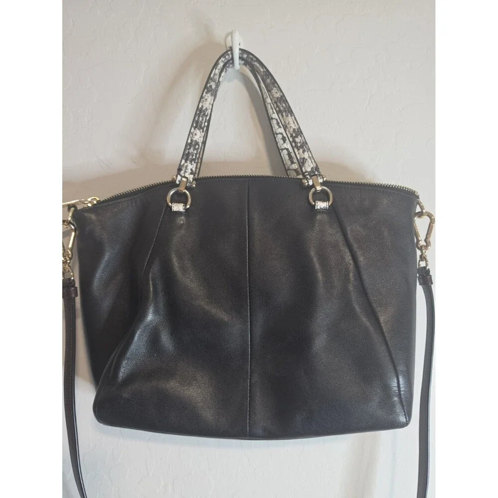 AUTHENTIC COACH PRAIRIE LEATHER SATCHEL ELBOW HANDBAG PURSE _BLACK